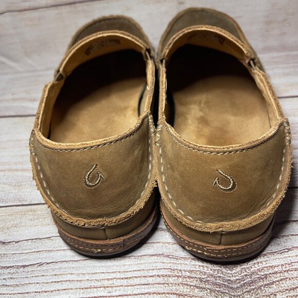 OLUKAI Moloa Men's Size 9.5 Leather Brown Slip On Shoes 10128-2733 Drop Heel - Picture 4 of 7